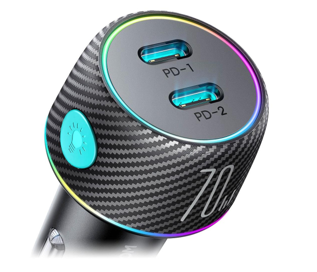 JoyRoom Ładowarka samochodowa 2x USB C 70W z podświetleniem LED - 1257675 - zdjęcie 3